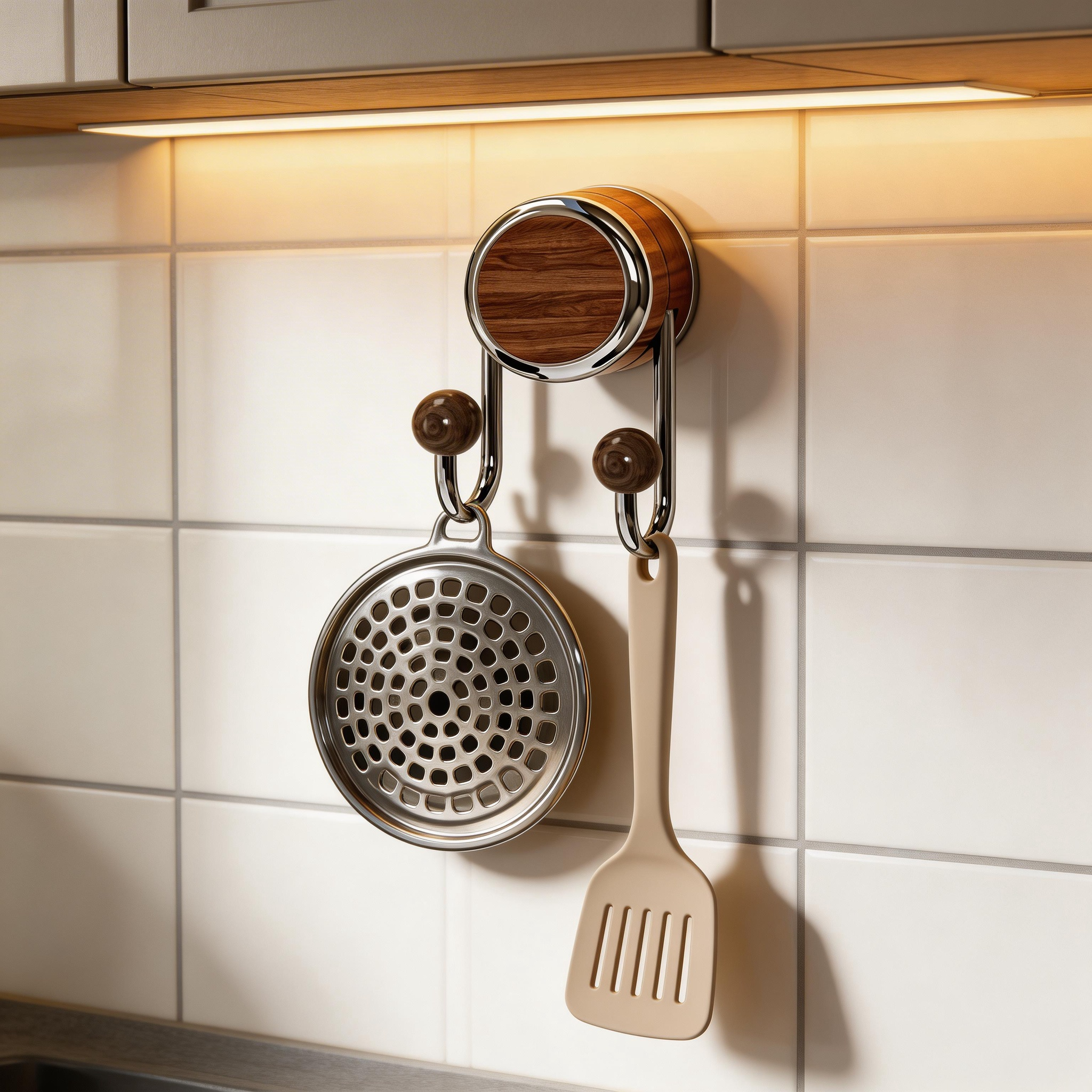 Premium Walnut Grain Vacuum Suction Double Hook