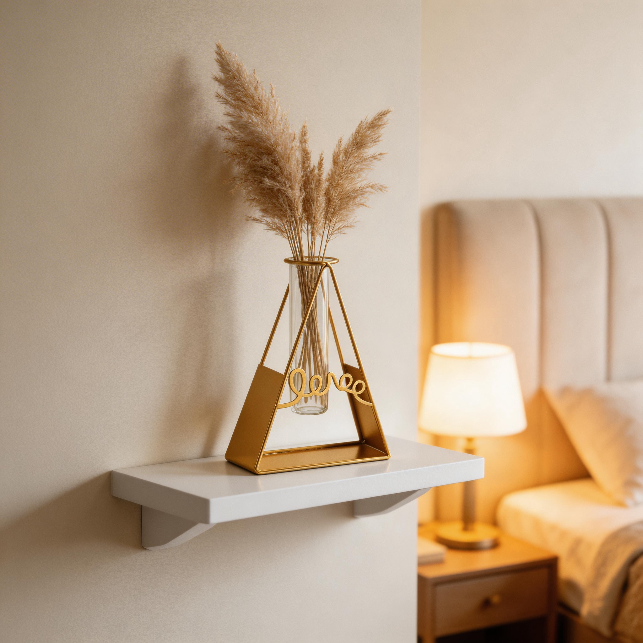 Elegant Geometric Triangle Hydroponic Gold Vase