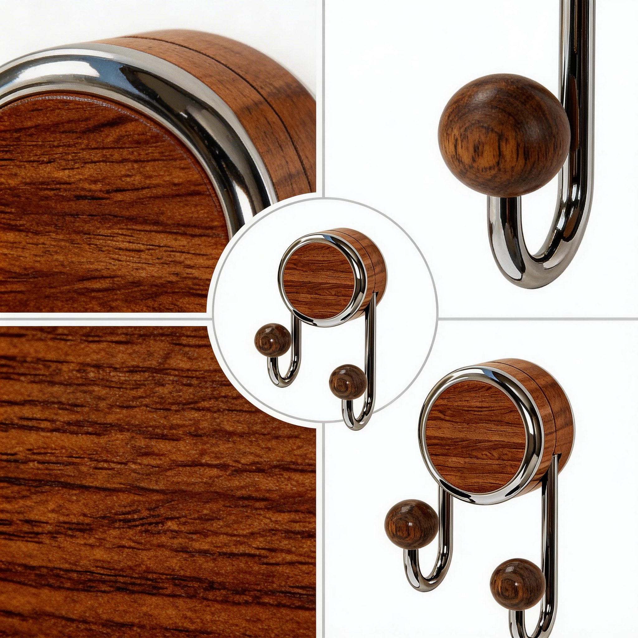 Premium Walnut Grain Vacuum Suction Double Hook