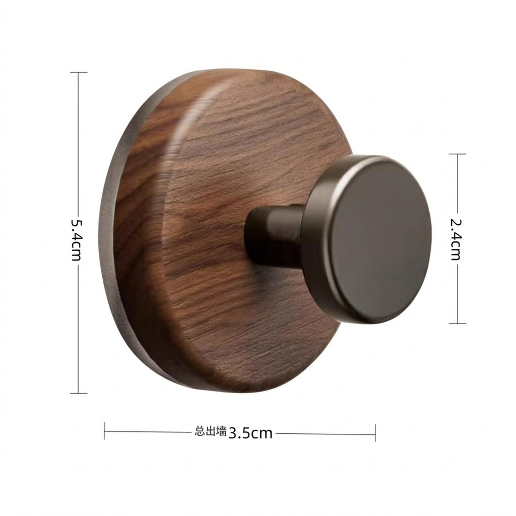 Premium Walnut-Grain Adhesive Wall Hooks - Drill-Free Organization Solution